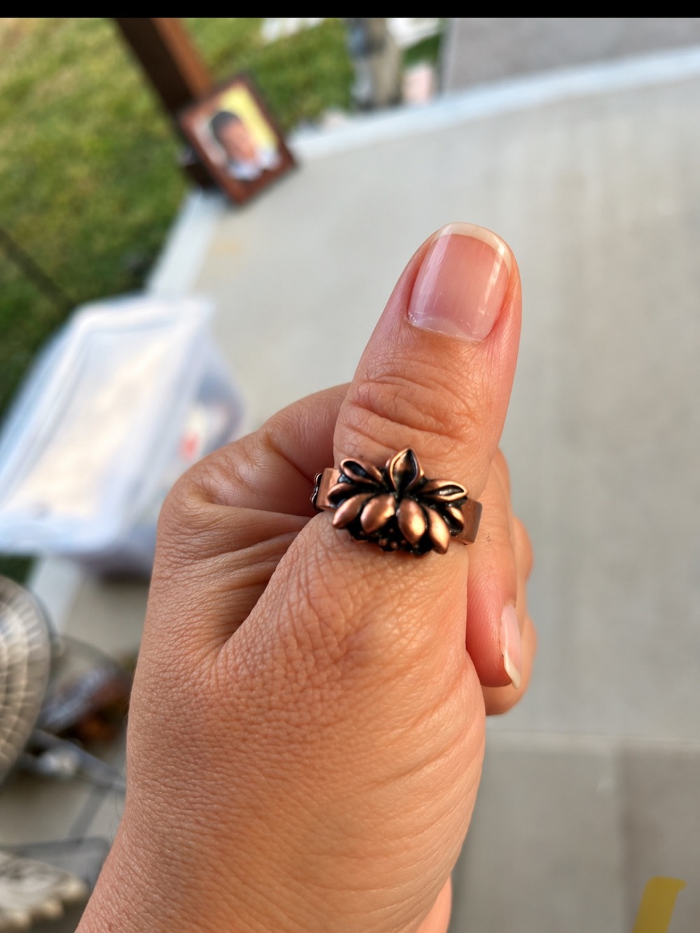 Floral Cluster Ring in Antique Copper Tone